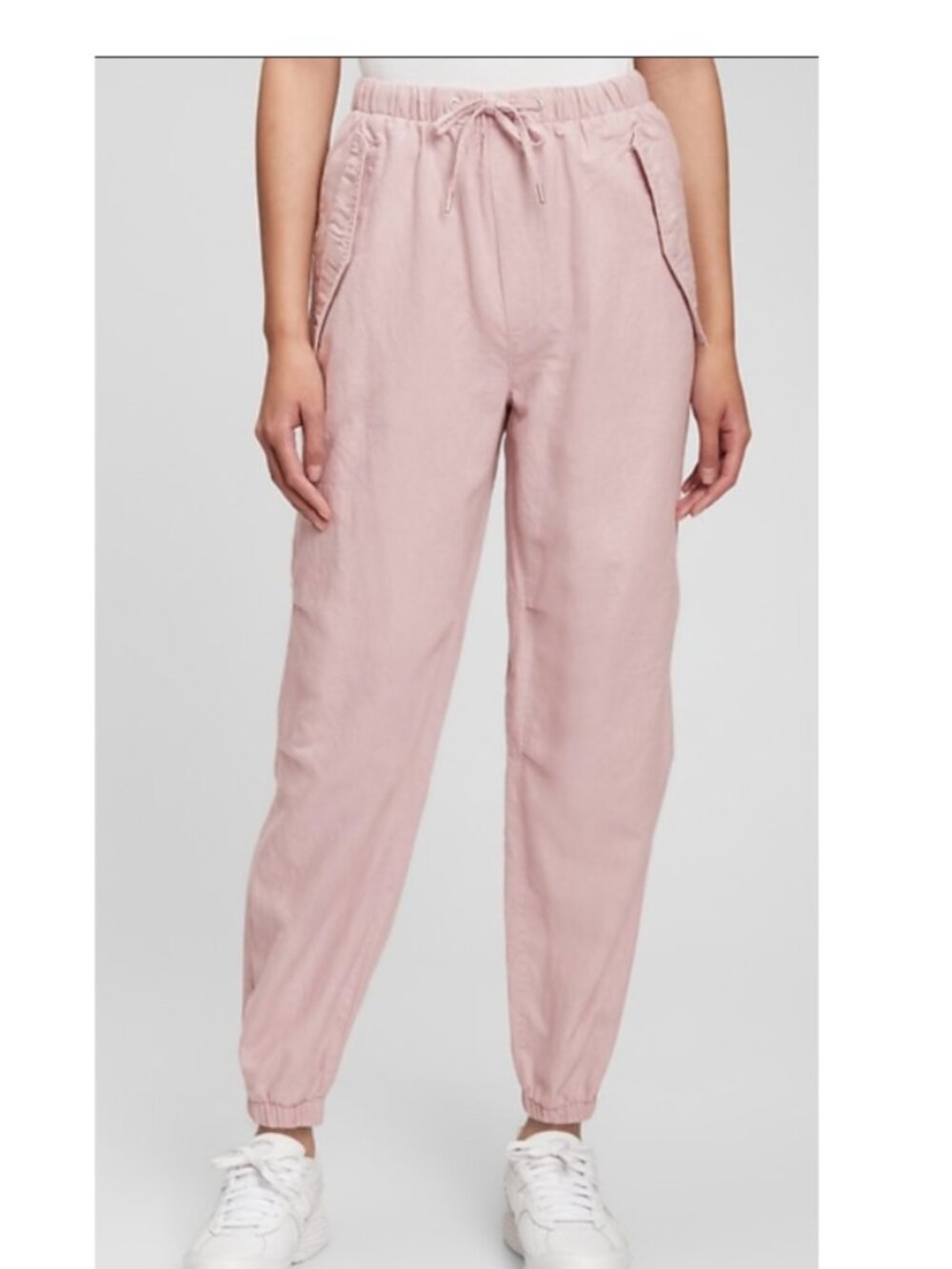 Gap Womens High Rise Linen-Cotton Drawstring Utility Joggers; Pale Plum; Size: S